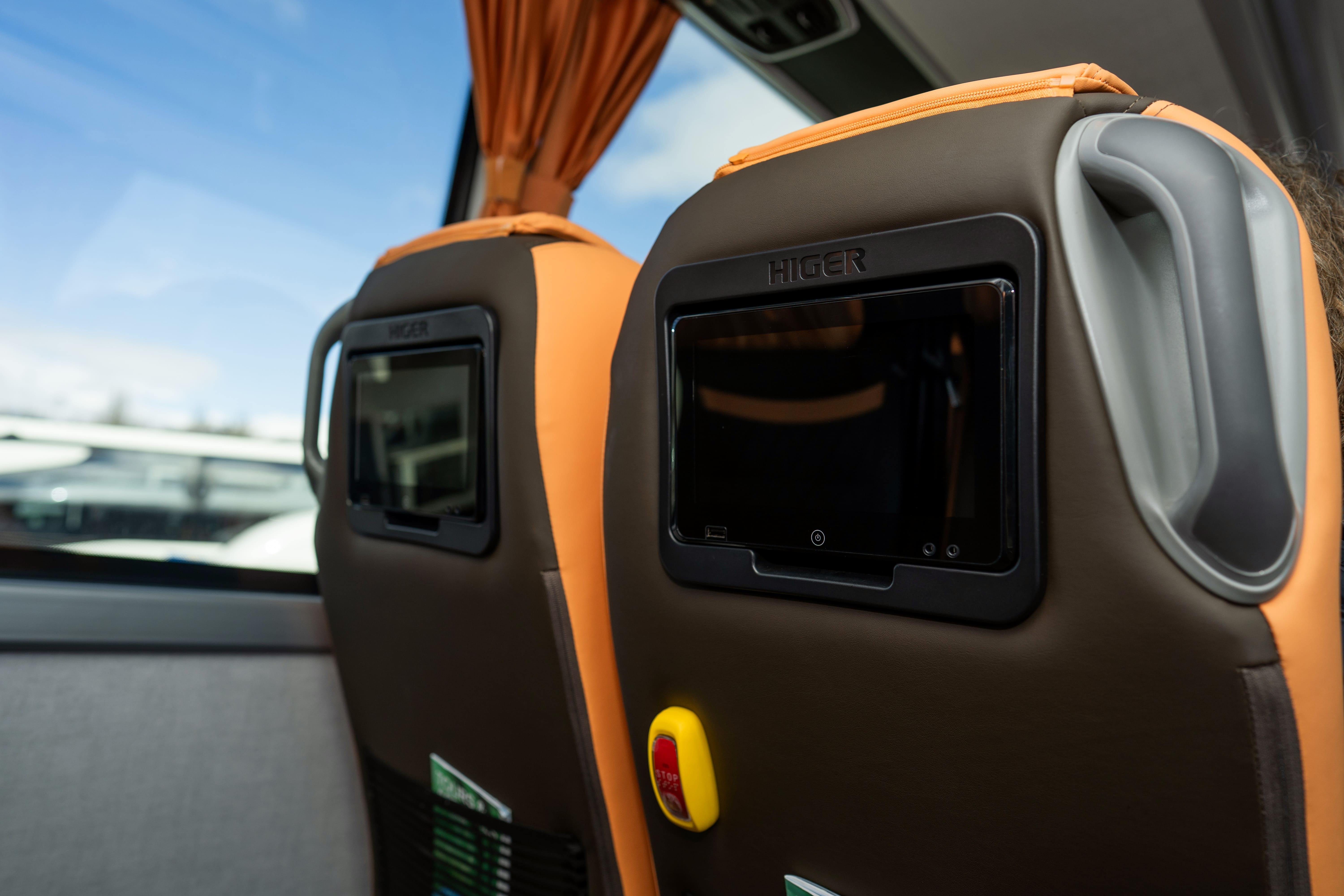 Screen On The Back Of The Seats On A Flybus Bus in Iceland