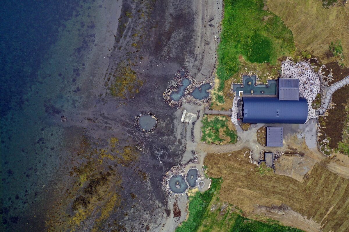 Hvammsvik Hot Springs Aerial View in Iceland