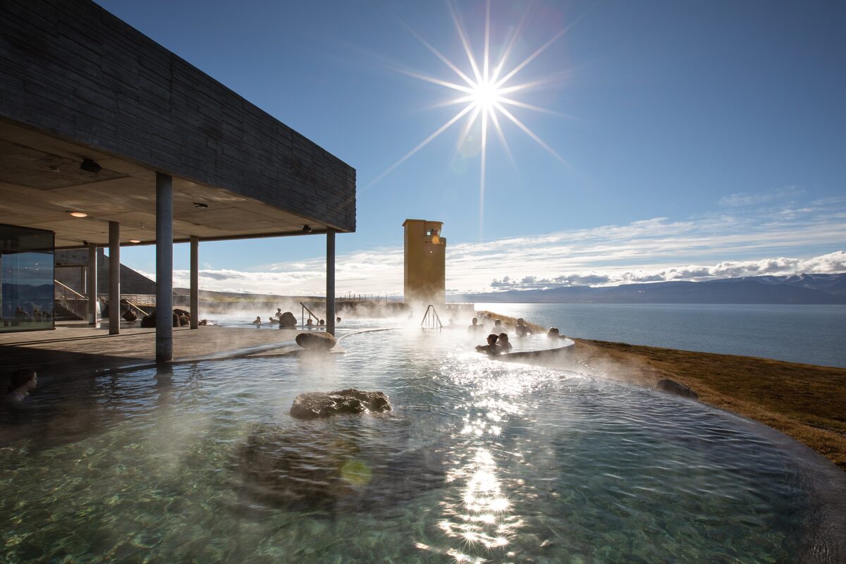 Sun Over Geosea Hot Springs in Iceland