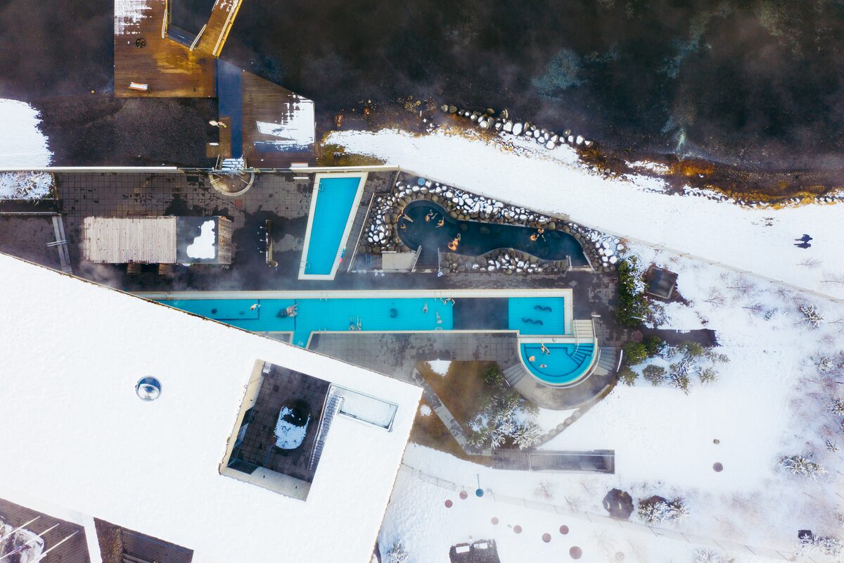 Laugarvatn Fonatana Spa From Above In Winter in Iceland