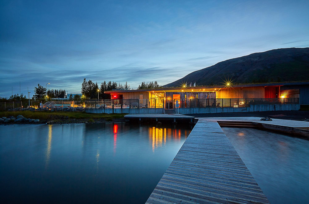 Laugarvatn Fontana Hot Springs At Night in Iceland