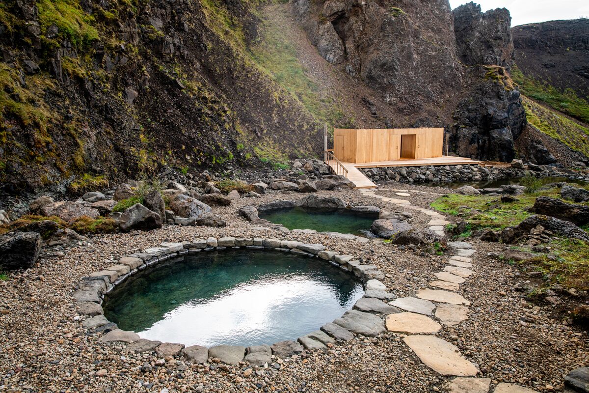 Pools At Husafell Canyon Baths In Summer in Iceland