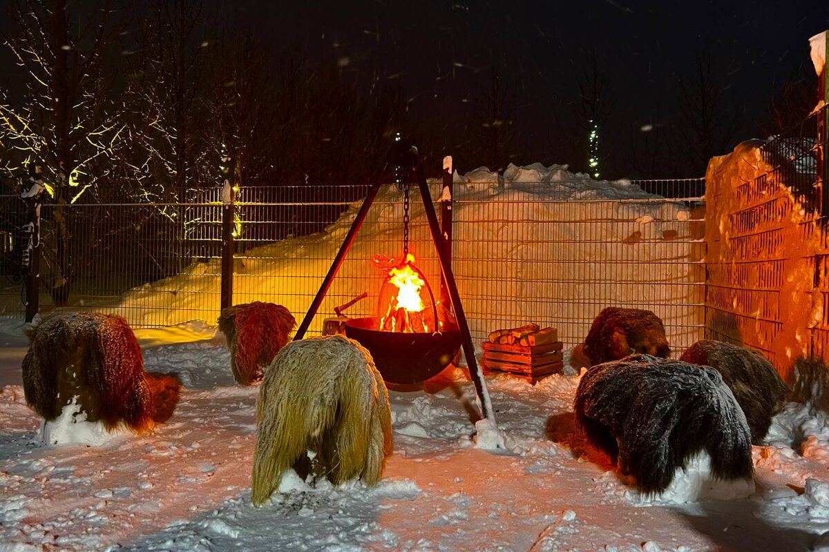 Fire Pit With Seats Around In In The Snow in Iceland