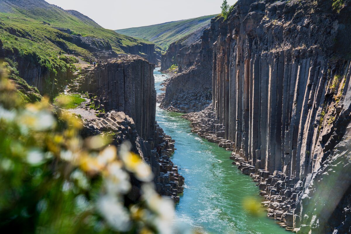Tourists At Studlagil Canyon in Iceland