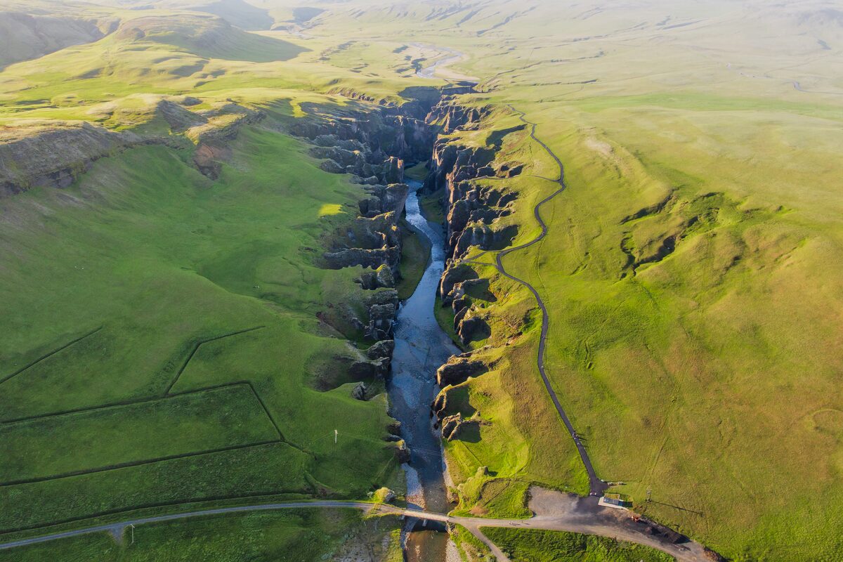 Fjadrargljufurcanyon And Surrounding Area From Above in Iceland
