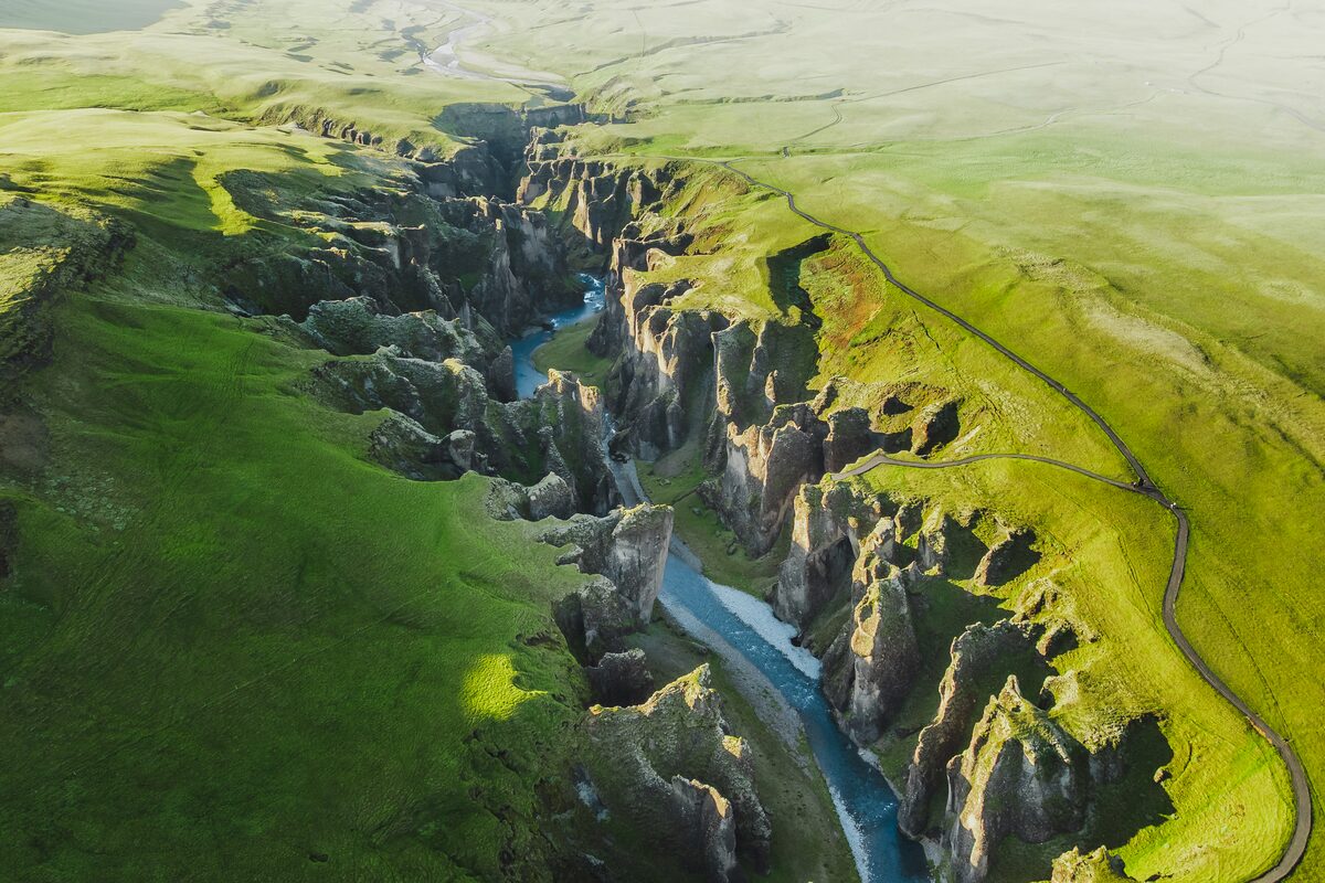 Hiking Trail And Fjadrargljufur Canyon From Above in Iceland