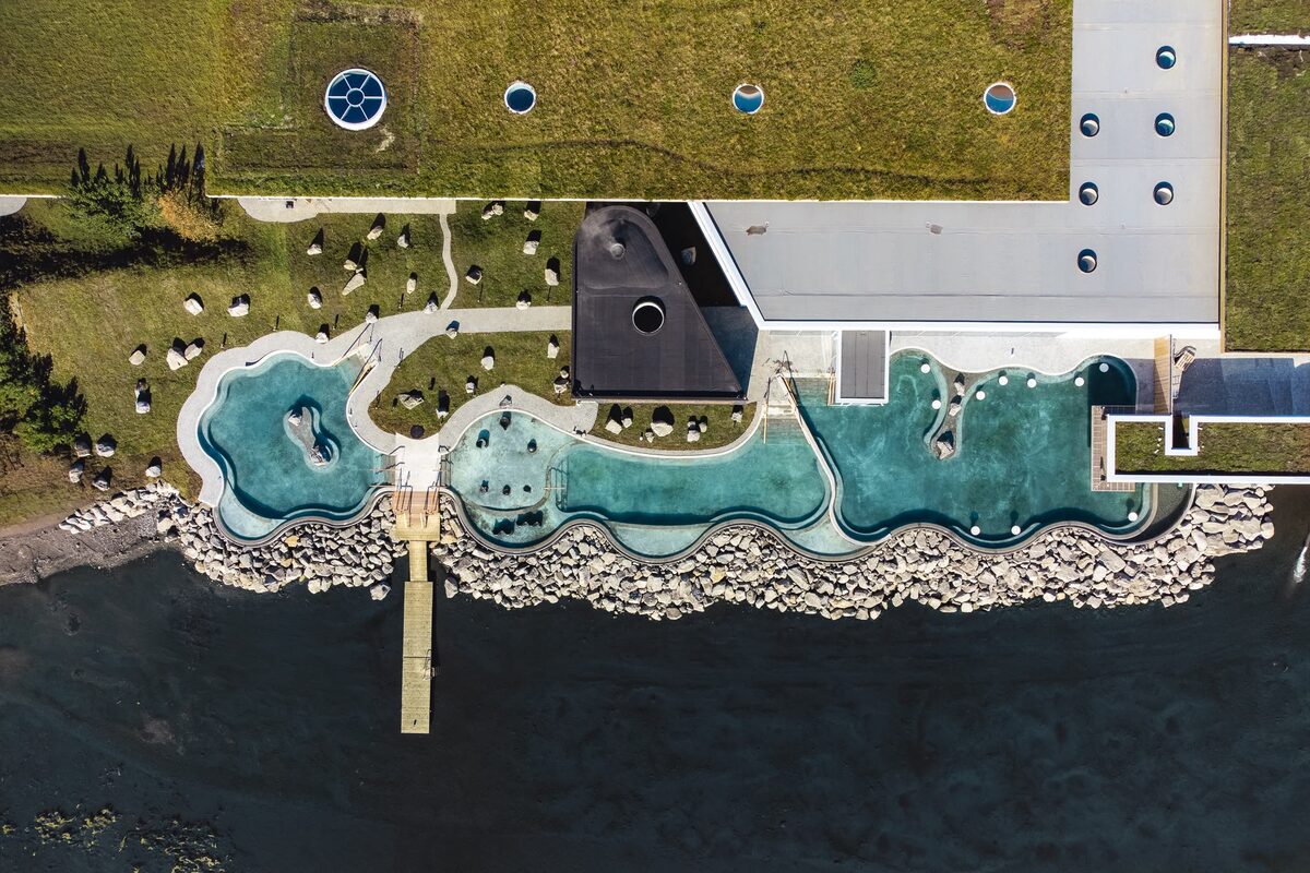 Laugarvatn Fontana Spa From Above in Iceland