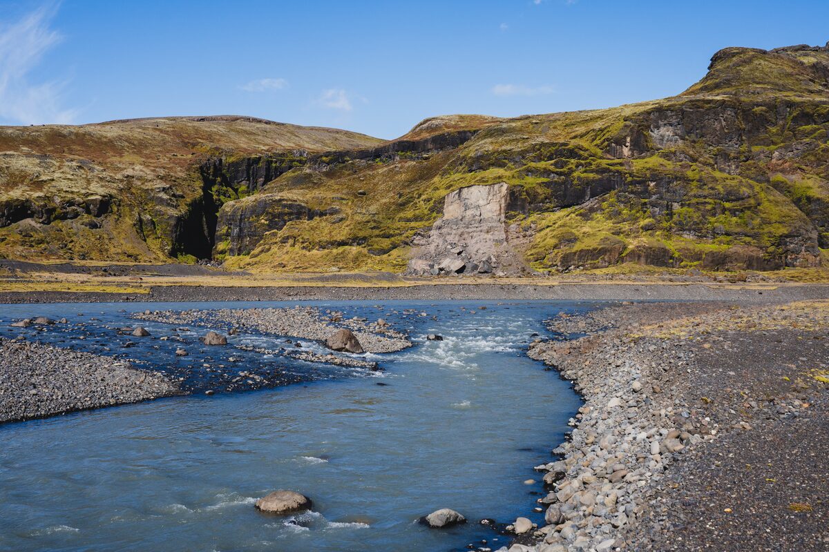Melted glacier river at Solheimajokull glacier.