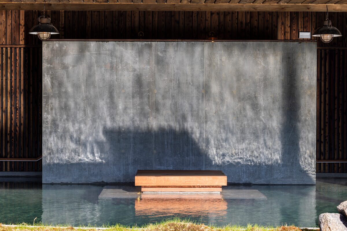 Outside Bench At A Pool At Reykjaböð Hot Springs in Iceland