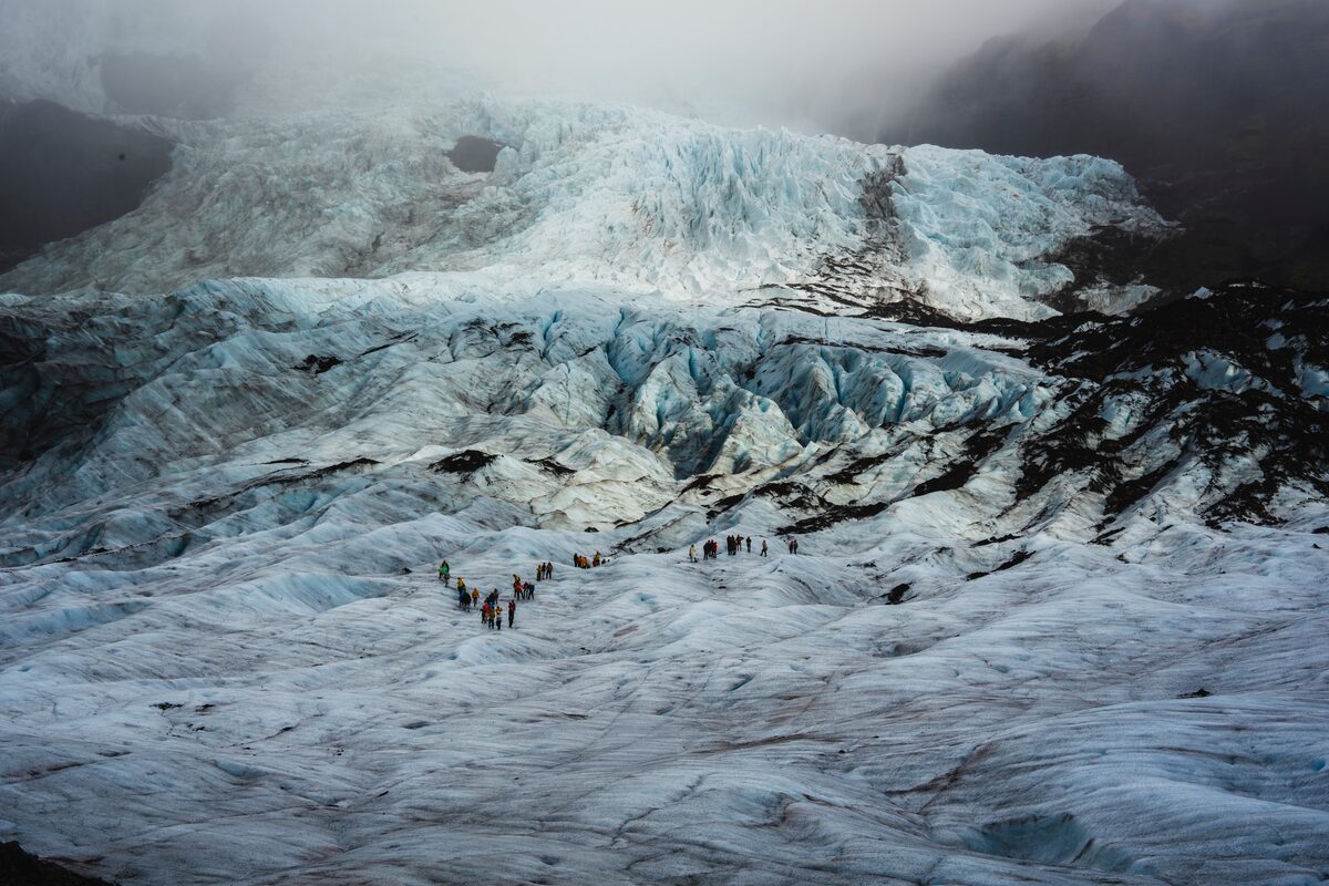 Glacier Hike On Falljokull Glacier From Far Away in Iceland