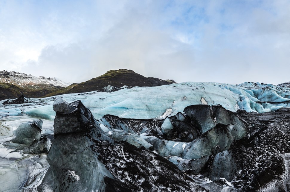 close up view of Solheimajokull glacier