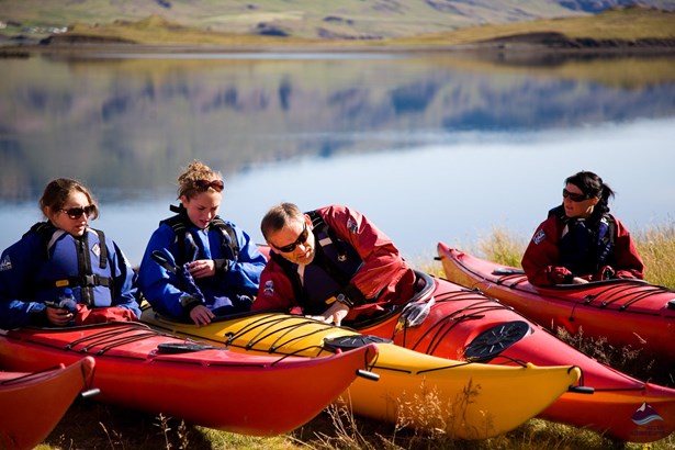 people preparing for kayaking in Iceland