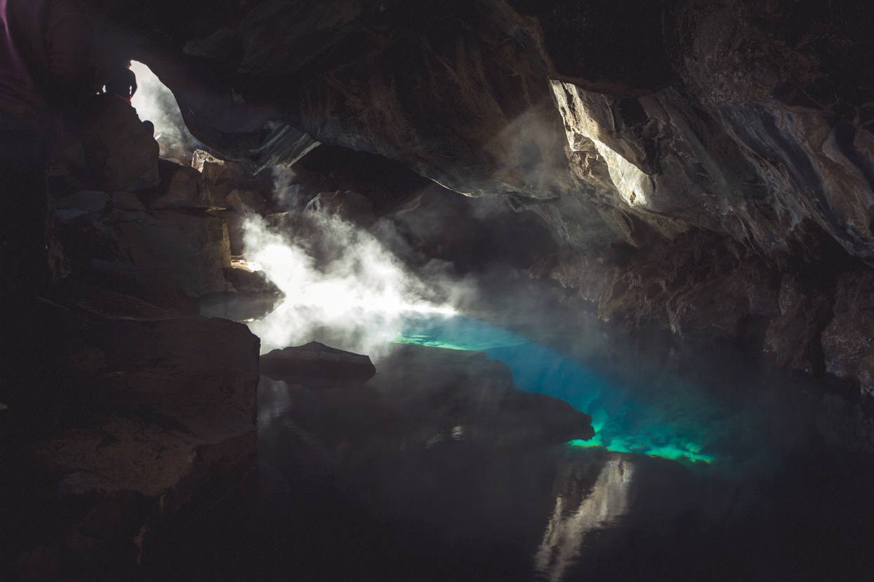 Blue Water at Grotagja Cave in Iceland