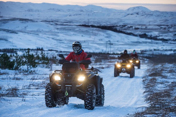 ATV evening drive in Icelandic winter