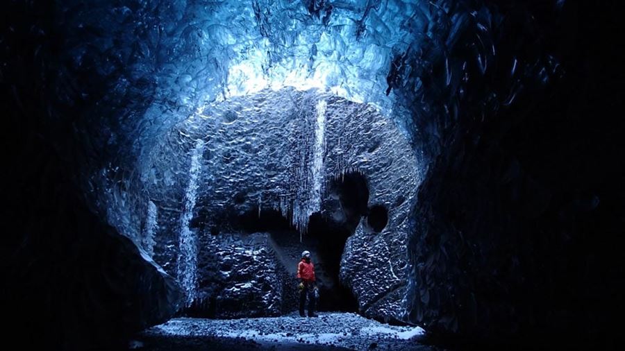 huge ice cave in Iceland