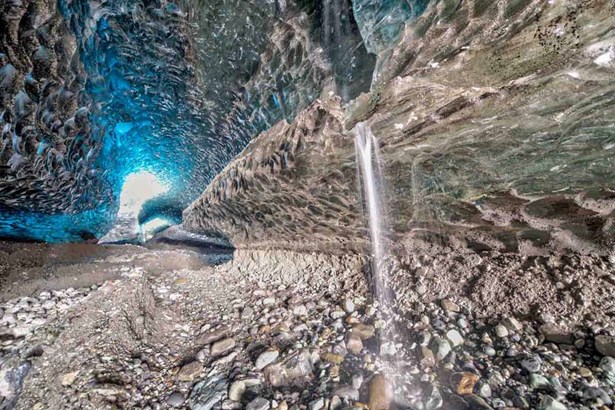 crevasses of ice cave in Iceland