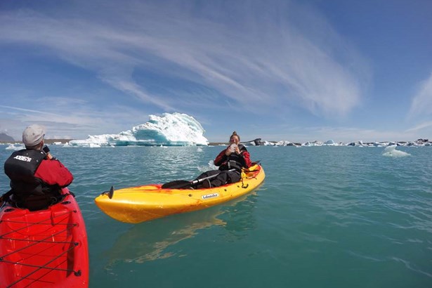 kayaking tour in ice lagoon
