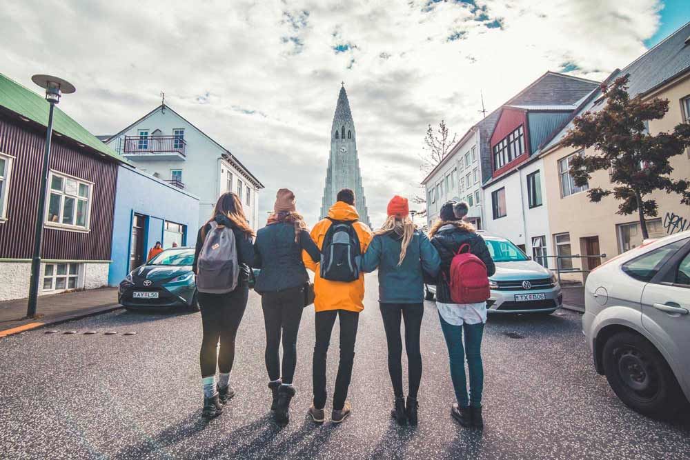 friends exploring Reykjavik