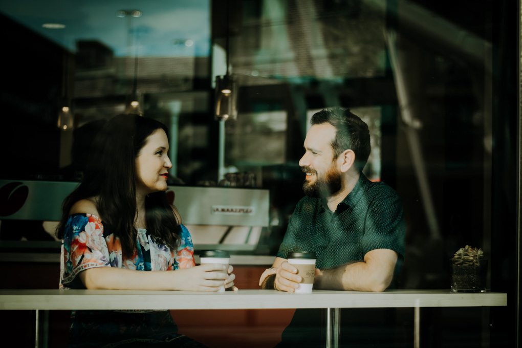 A couple with a cup of coffee