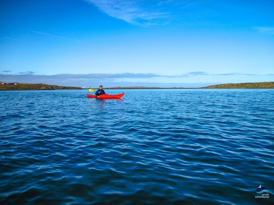 man paddling in Iceland