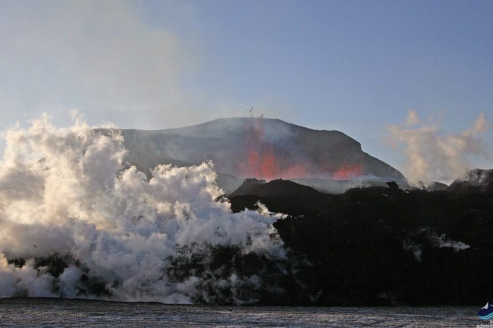 The eruption of Eyjafjallajökull at Fimmvörðuháls Pass in Iceland