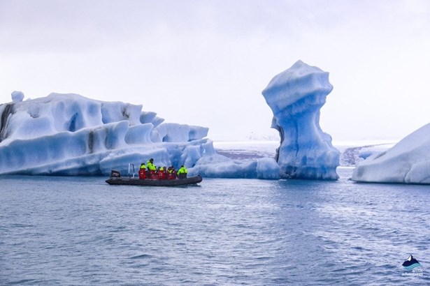 huge icebergs of Icelandic glacier lagoon