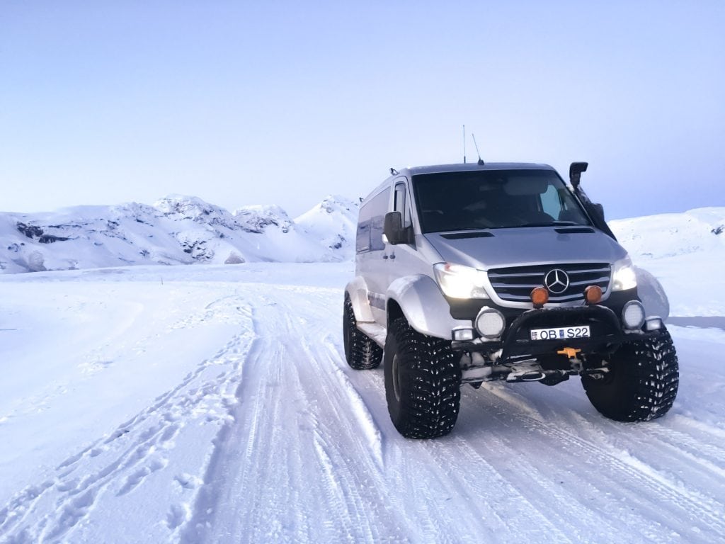 Super Jeep riding in winter