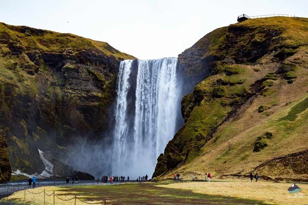 sightseeing place Skogafoss waterfall in Iceland