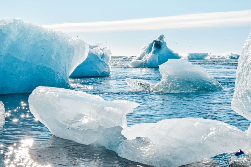 Ice caps near Diamond beach in Iceland
