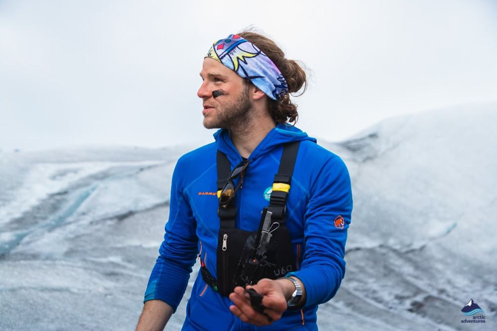 hiker on a glacier