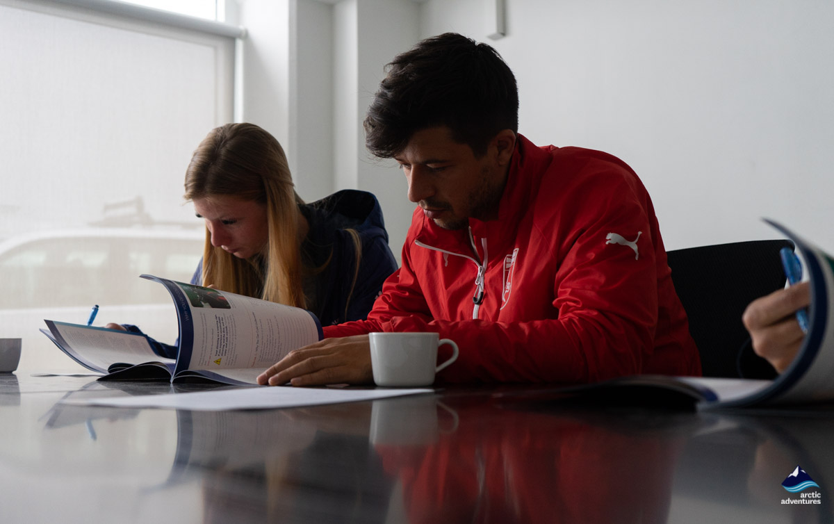 students having dry suit course exam