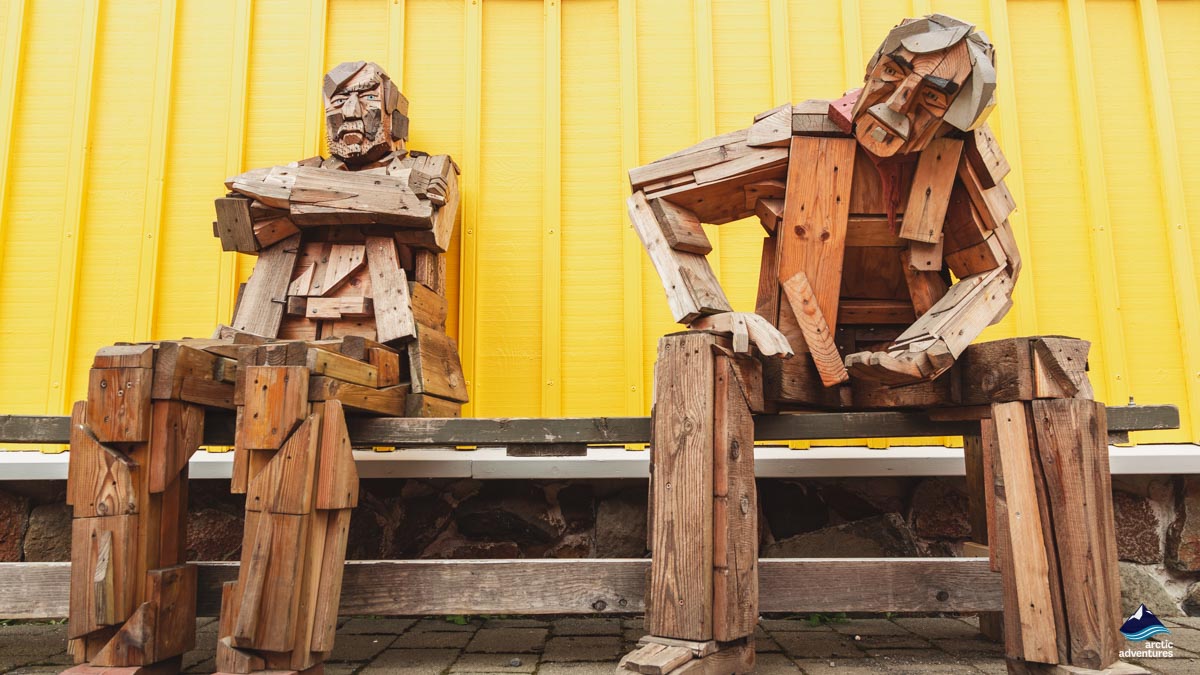 Wooden statues in Siglufjordur