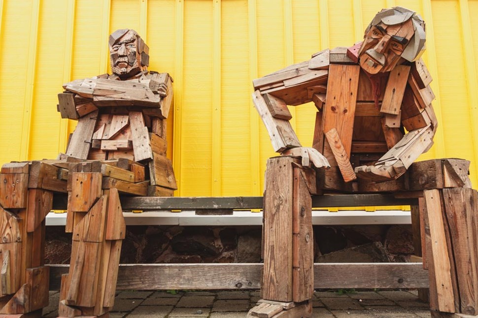 Wooden statues in Siglufjordur