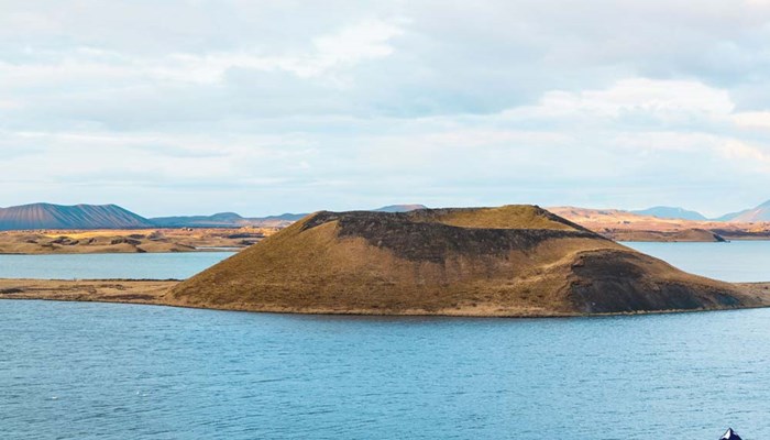 island at Myvatn lake in Iceland